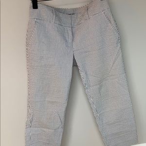Ann Taylor Blue Seersucker Cropped Pant